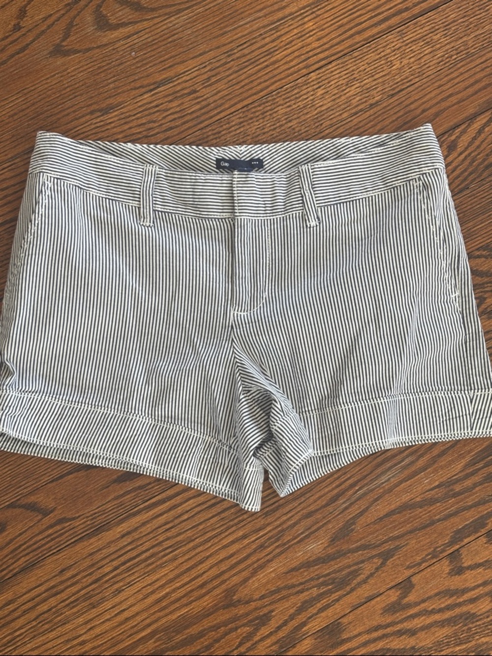 GAP Navy & White Pinstripe Cotton-Blend Women's Shorts